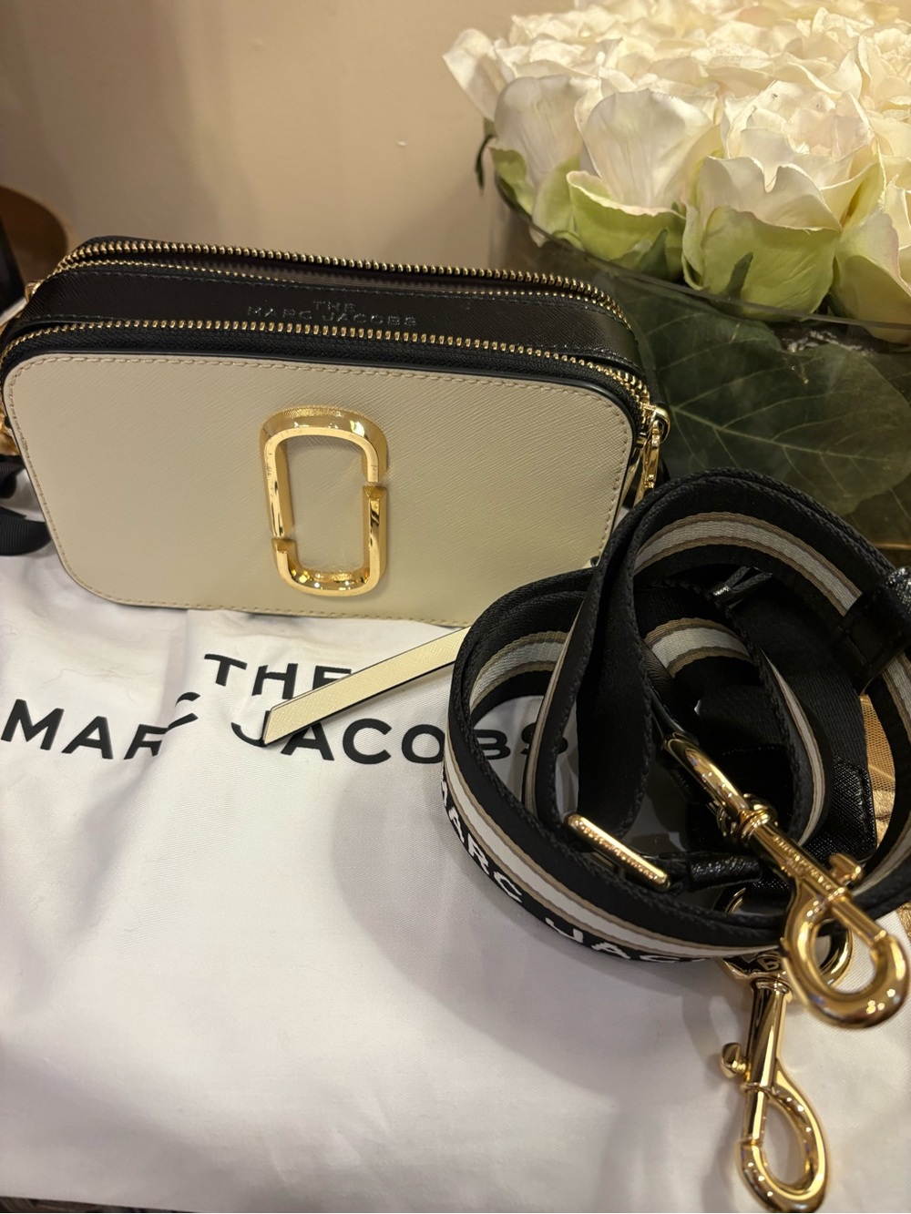 Marc Jacobs Cream and Black Snapshot Camera Crossbody